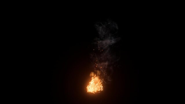 3D animation on realistic fire with smoke and sparks looped with alpha channel (transparency) in HQ 32bit Apple ProRes. Easy use. Drag and drop in your project with any non-linear editing software lik