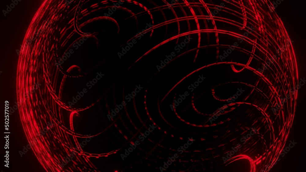 Poster background of shimmering luminous sinuous lines on a black background. looped abstract animation. 3d