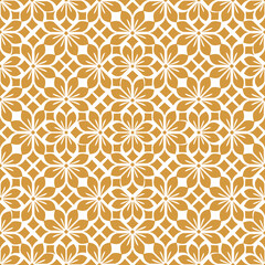 Fototapeta premium Flower geometric pattern. Seamless vector background. White and gold ornament. Ornament for fabric, wallpaper, packaging. Decorative print