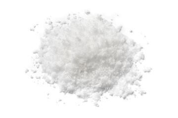 Fototapeta na wymiar Heap of soft white sugar close up isolated on white background