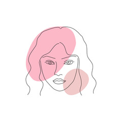 Woman face line art. Sweet tone color.