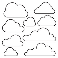 Set of clouds contour icon isolated on white background