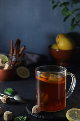 Black tea with lemon and honey