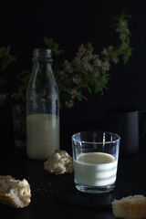 Milk and white bread in low key