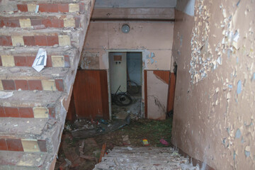 Abandoned building. Interior of an old abandoned building. Room.