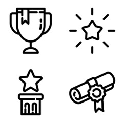 Awards And Trophy Flat Icon Set Isolated On White Background