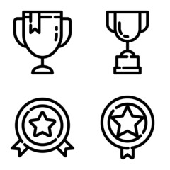 Awards And Trophy Flat Icon Set Isolated On White Background
