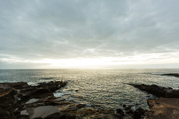sunset at the beach of the tenerife.