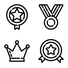 Awards And Trophy Flat Icon Set Isolated On White Background