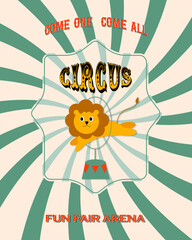 Vintage circus banner. With the image of a lion