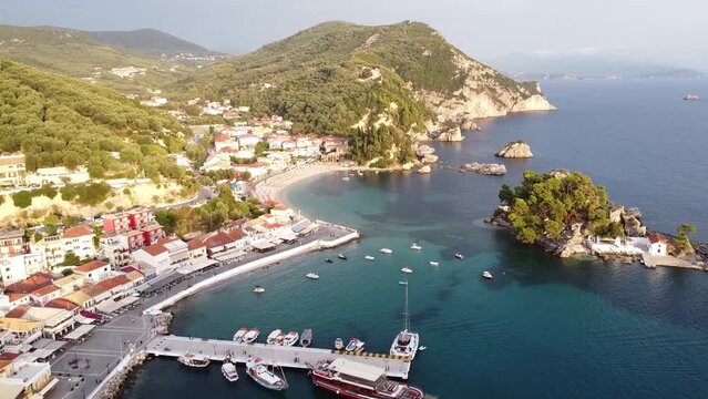 Coastal Village Parga at Epirus, Greece Mainland - Aerial of Popular Holiday Destination