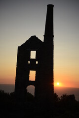 disused tin mine in Cornwall at sunset