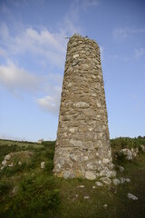 Naklejka premium stone chimney from disused coal mine in Cornwall