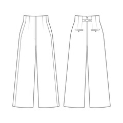 Fashion technical drawing of hight waist culottes