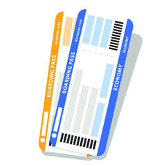 two boarding passes or airline tickets, vector illustration  - obrazy, fototapety, plakaty