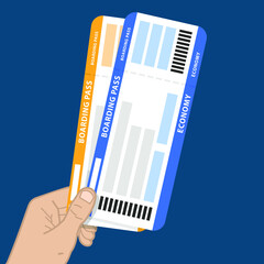 two boarding passes or airline tickets, vector illustration  - obrazy, fototapety, plakaty
