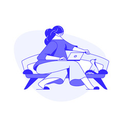 Homework illustration with woman on a sofa with a notebook
