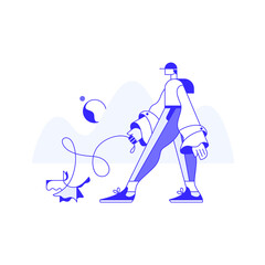 Man walking with a dog illustration