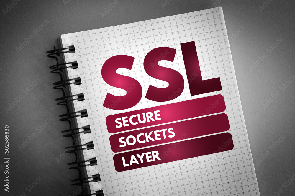 Poster ssl - secure sockets layer acronym on notepad, technology concept background