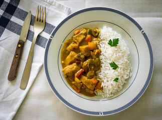 Turkey curry dish with rice