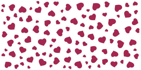 Various Colorful Randomly Placed, Sized and Oriented Purple Hearts Pattern - Texture, Background, Design Element in Editable Vector Format