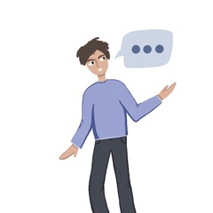 Business illustration, guy talks, social connections and networking