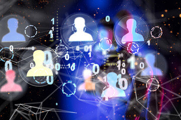 Abstract technology group and data 3d