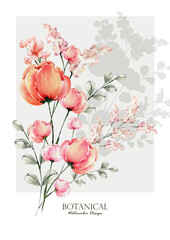 Watercolor of floral vector template design