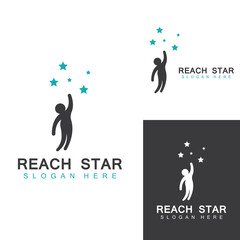 A logo to reach the stars or a logo to reach a dream or goal. Logo using concept design vector illustration template.