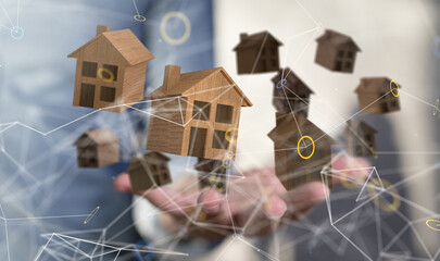 home choice Big data and artificial intelligence concept. Machine learning and cyber mind domination