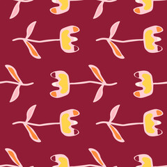 Creative flower seamless pattern. Unusual floral wallpaper. Botanical sketch of field plants.