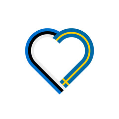unity concept. heart ribbon icon of estonia and sweden flags. vector illustration isolated on white background