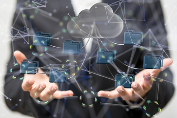 Cloud computing concept.Abstract cloud connection technology background.