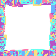 Abstract doodle frame. Square funny template. Bright colored shapes. Abstract square frame template for fun, holiday, social network, story, print, mobile apps, greeting card. Stock vector image