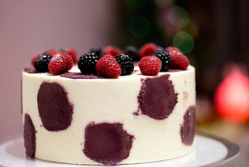 cake decorated with berries