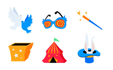 Circus and performance - flat design style icons set