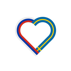 unity concept. heart ribbon icon of russia and sweden flags. vector illustration isolated on white background