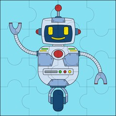 Wheeled robot suitable for children's puzzle vector illustration