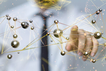 Connecting lines and dots.Big data visualization