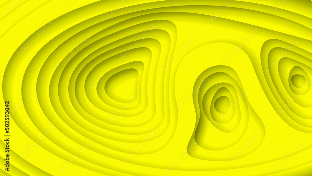 Poster yellow wavy abstract paper cut background vector shadows 3d smooth objects modern design for busines