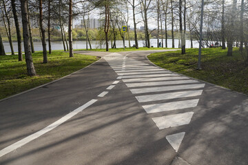 Bicycle path and crosswalk in the park
