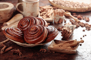 Obraz na płótnie Canvas Freshly baked cinnamon buns.
