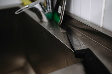 knife near the sink