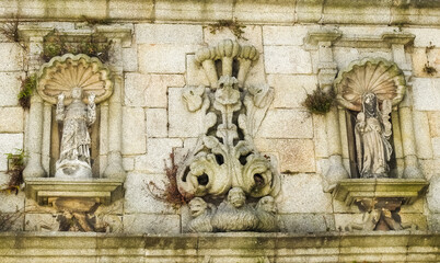 Porto, Portugal - July 30 2019:  View of stone sculptures