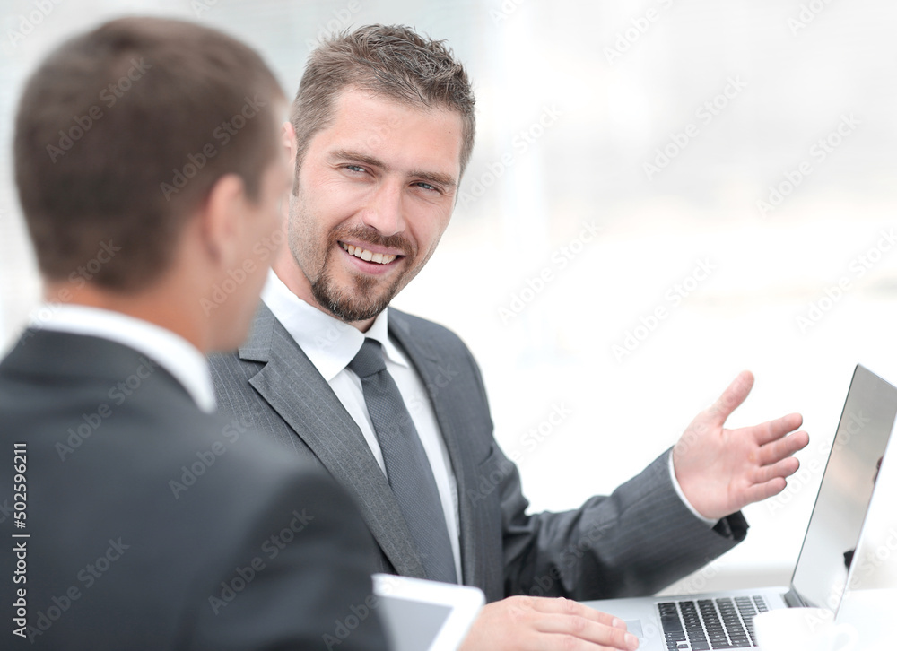 Canvas Prints closeup.business colleagues discussing work issues