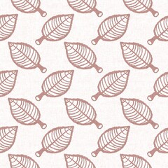 Obraz na płótnie Canvas Gender neutral pink foliage leaf seamless raster background. Simple whimsical 2 tone pattern. Kids nursery wallpaper or scandi all over print.