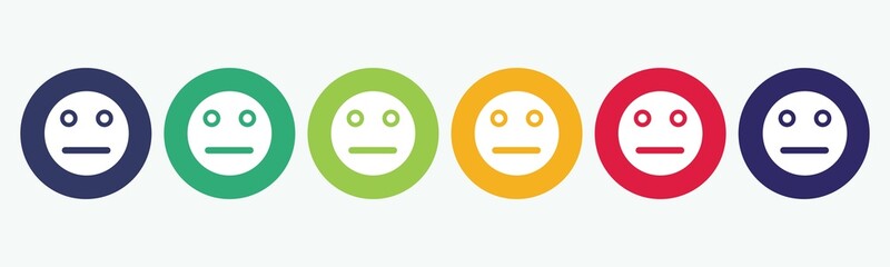 Set of flat calm face emoji or emoticon icon.