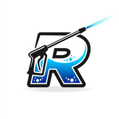 Power wash logo with letter R concept