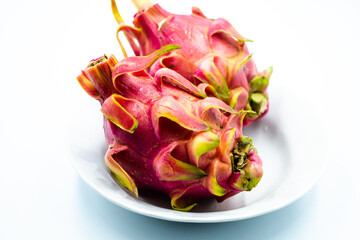 red dragon fruit on a white background for illustration