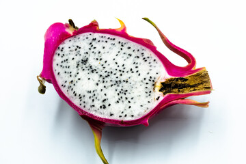 red dragon fruit on a white background for illustration